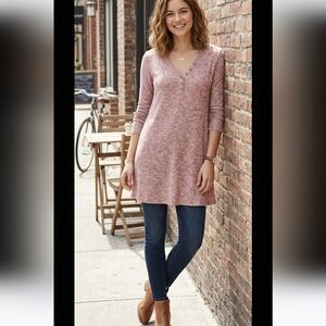 American Eagle Outfitters Long Sleeve Knit Tunic Dress in Pink